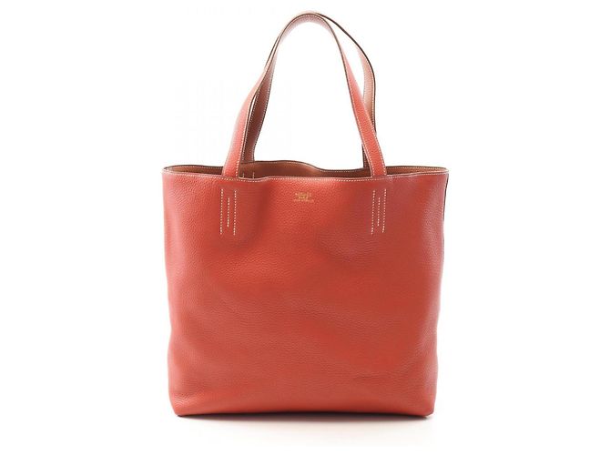 Borsa tote Hermès Double Sens 36 Marrone Bordò - vista 6