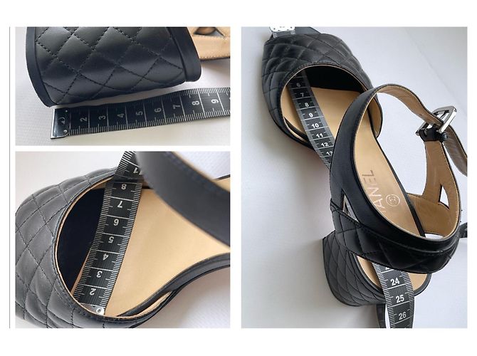 Chanel scarpe nere trapuntate con logo CC Nero - vista 7