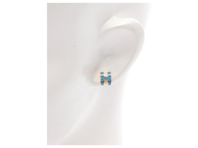 Pendientes Mini Pop Ash de Hermès Azul Dorado - vista 4