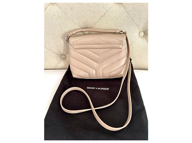Saint Laurent Loulou Toy Borsa a tracolla in pelle beige - vista 3