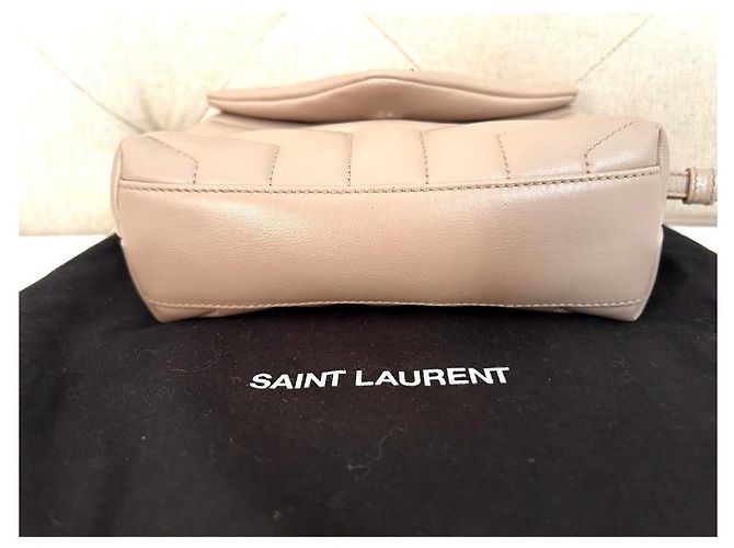 Saint Laurent Loulou Toy Borsa a tracolla in pelle beige - vista 5