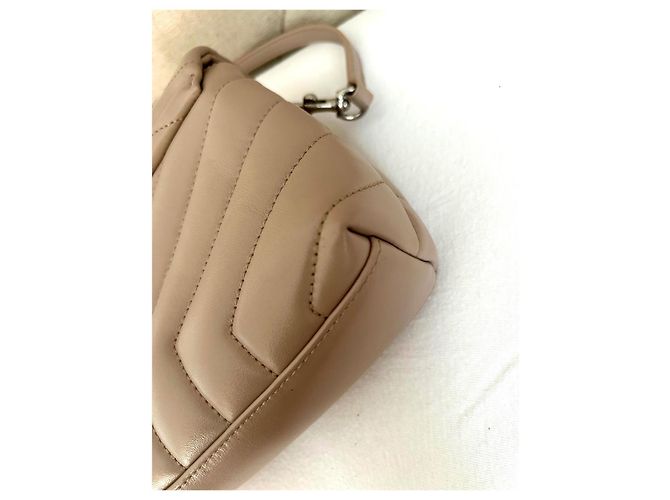 Saint Laurent Loulou Toy Borsa a tracolla in pelle beige - vista 7