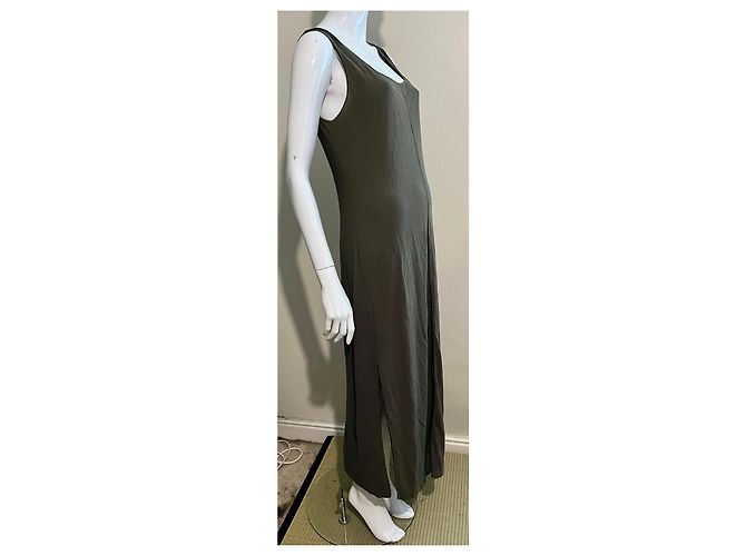 Maxikleid in olivengrüner, gestrickter Viskose von La Perla Olivgrün - Ansicht 2
