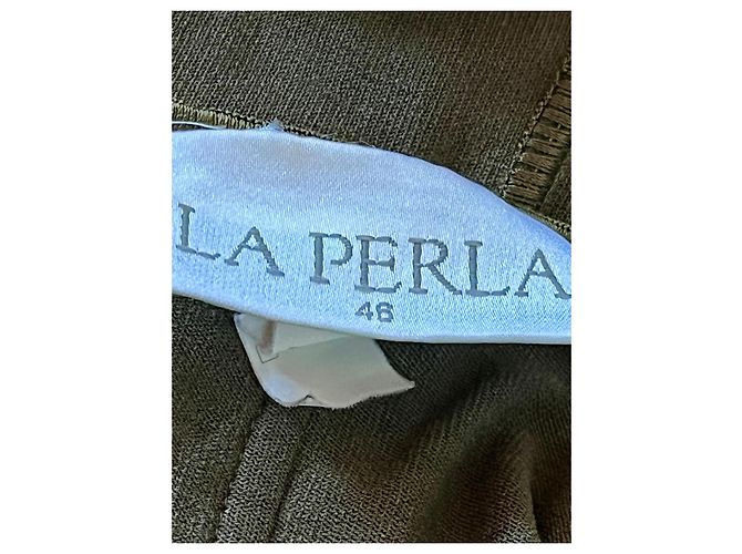 Maxikleid in olivengrüner, gestrickter Viskose von La Perla Olivgrün - Ansicht 4