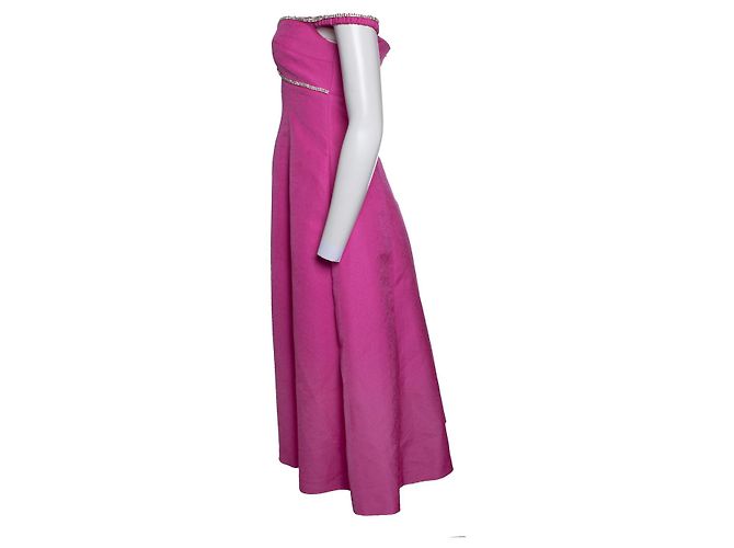 Autre Marque Rosa strukturierte Midi-Kleid von Self-Portrait mit Diamanten Pink - Ansicht 2