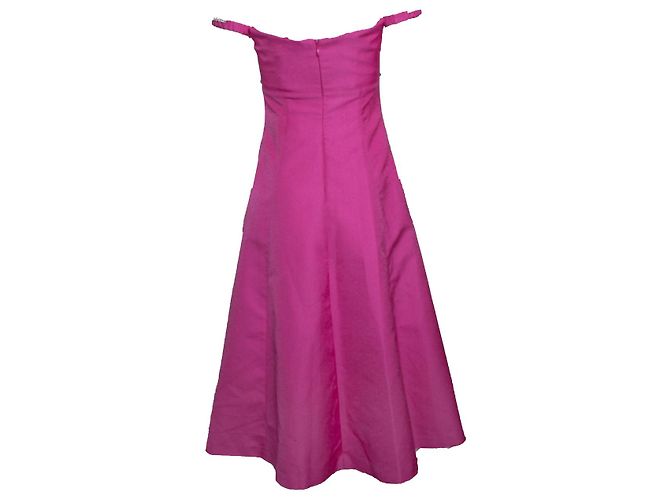 Autre Marque Rosa strukturierte Midi-Kleid von Self-Portrait mit Diamanten Pink - Ansicht 3