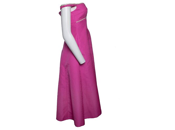Autre Marque Rosa strukturierte Midi-Kleid von Self-Portrait mit Diamanten Pink - Ansicht 4