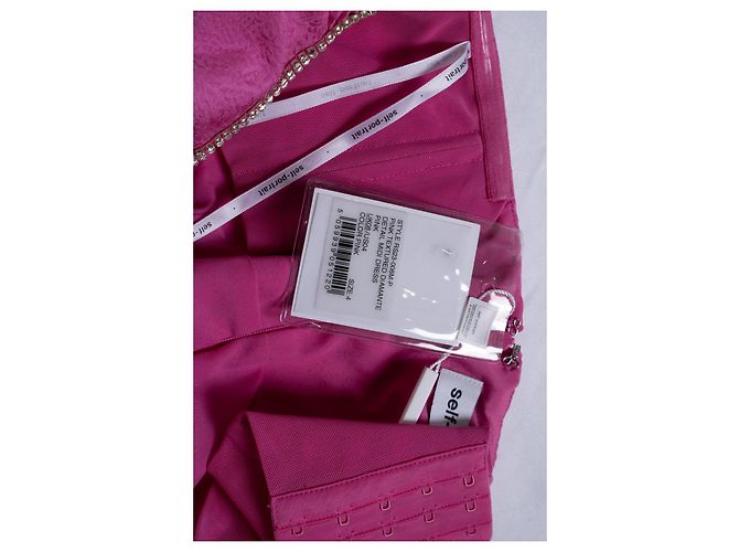 Autre Marque Rosa strukturierte Midi-Kleid von Self-Portrait mit Diamanten Pink - Ansicht 8