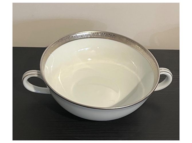Autre Marque Bernardaud Vercors white porcelain bowls with platinum edge - view 4