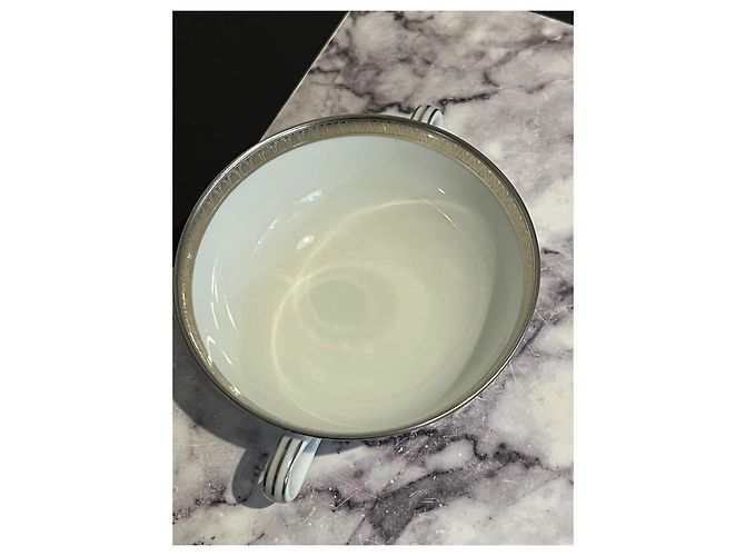 Autre Marque Bernardaud Vercors white porcelain bowls with platinum edge - view 7