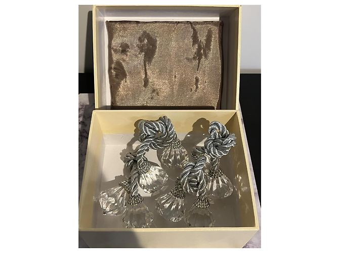 Autre Marque L'Objet Paris Silver Napkin Rings with Diamond Pendants Silvery - view 2
