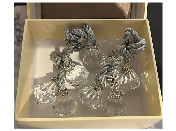 Autre Marque L'Objet Paris Silver Napkin Rings with Diamond Pendants Silvery - view 3