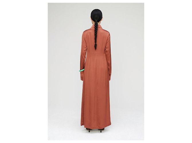 Autre Marque Vestido Maxi Aida Cuello Alto Marrón Castaño - vista 2