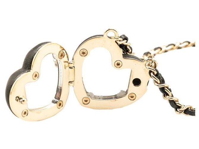 Collana Pendente Specchio Cuore Chanel Coco Mark Nero D'oro - vista 2