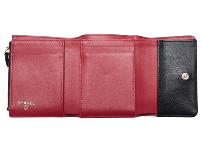 Chanel 19 Coco Mark Dreifach-Brieftasche Schwarz Pink - Ansicht 4