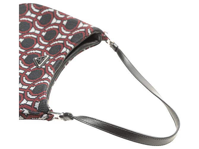 Borsa a spalla Cleo in jacquard nero di Prada - vista 10