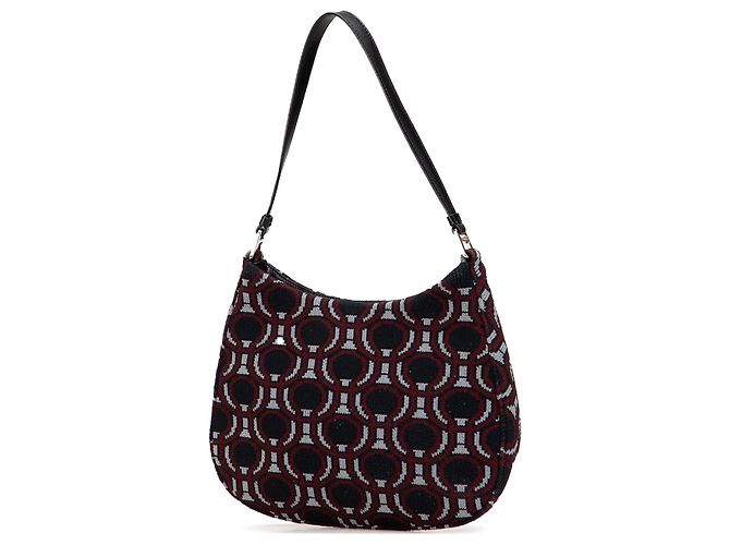 Borsa a spalla Cleo in jacquard nero di Prada - vista 2