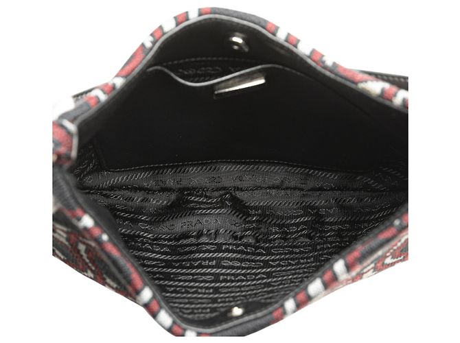 Borsa a spalla Cleo in jacquard nero di Prada - vista 4