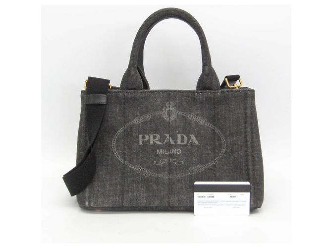 Borsa a Spalla e Tote Donna Prada Canapa 1BG439 Nero - vista 2
