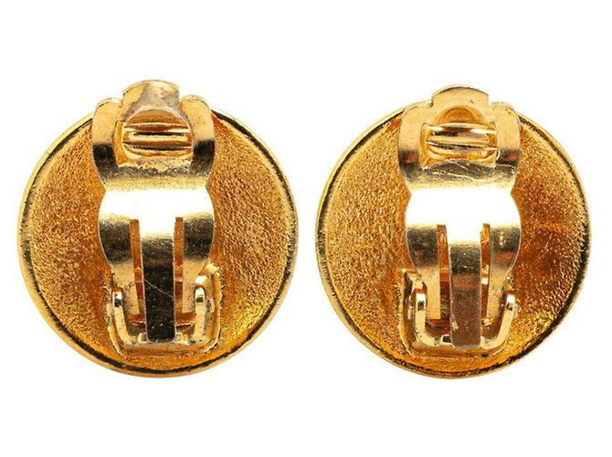 Vintage Chanel Coco Mark Krone Motiv Runde Ohrringe Golden - Ansicht 2