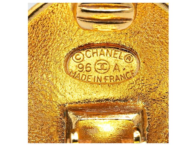 Vintage Chanel Coco Mark Krone Motiv Runde Ohrringe Golden - Ansicht 3