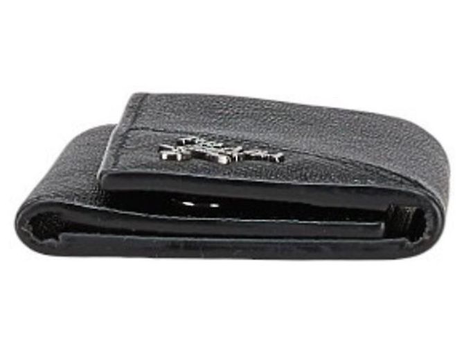 Llave de cuero Saffiano negro con logo de Prada - vista 3