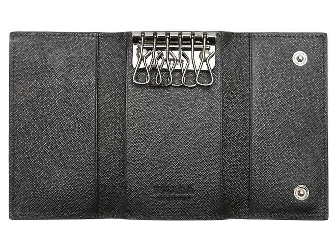 Llave de cuero Saffiano negro con logo de Prada - vista 8