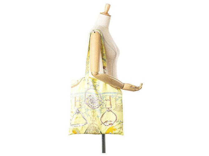 Silk In Borsa Tote ETRIERS in staffe e imbracature Petit H di Hermès Multicolore Giallo - vista 13