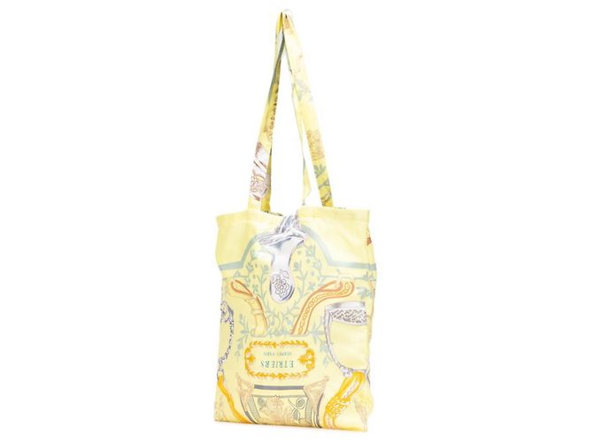 Silk In Borsa Tote ETRIERS in staffe e imbracature Petit H di Hermès Multicolore Giallo - vista 2