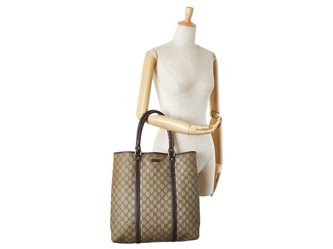 Borsa Tote Gucci GG Supreme Marrone Beige - vista 15