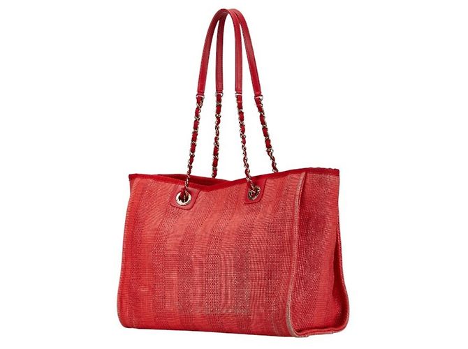 Borsa Tote MM Deauville Coco Mark con catena Chanel Rosso - vista 2