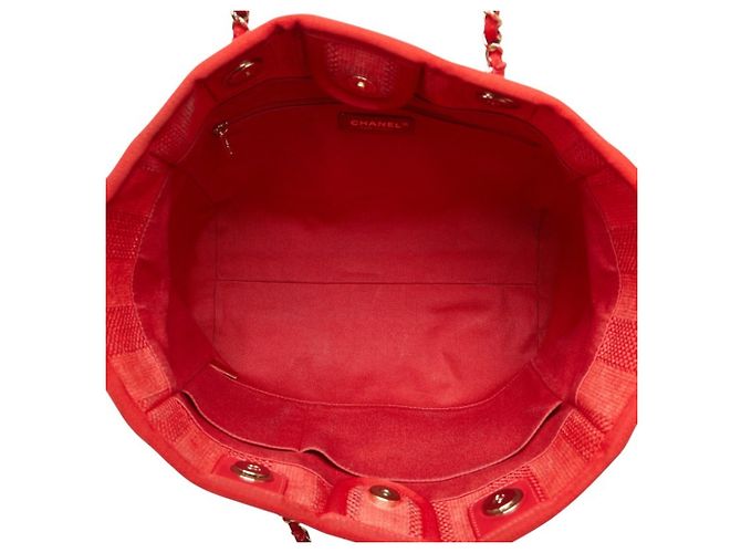 Borsa Tote MM Deauville Coco Mark con catena Chanel Rosso - vista 4