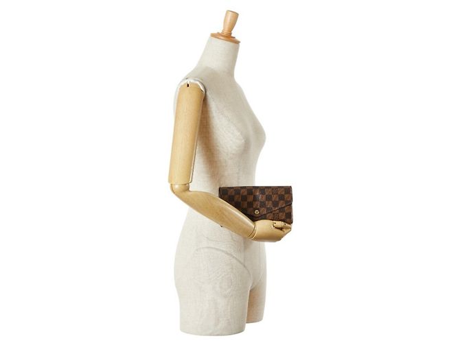 Cartera Larga Sarah Damier Louis Vuitton Castaño - vista 12