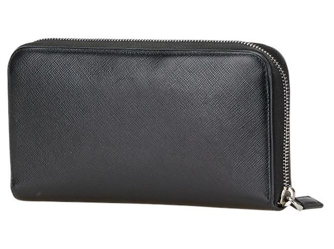 Prada Logo Saffiano Langbörse Schwarz - Ansicht 2