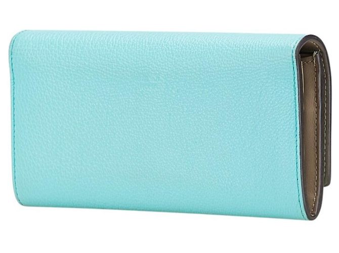 Fendi Peekaboo Long Wallet in Light Blue Leather - view 2