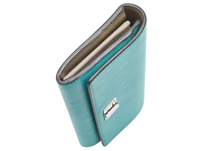 Fendi Peekaboo Long Wallet in Light Blue Leather - view 7