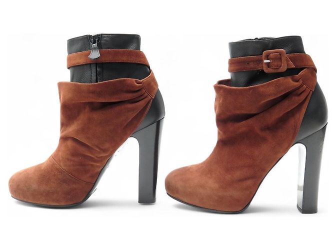 Hermès HERMES STIEFELETTEN GRÖSSE 39 AUS BIKOLOREM LEDER UND Wildleder BEUTEL STIEFELETTEN - Ansicht 2