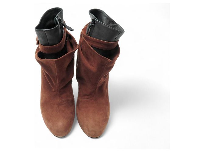 Hermès HERMES STIEFELETTEN GRÖSSE 39 AUS BIKOLOREM LEDER UND Wildleder BEUTEL STIEFELETTEN - Ansicht 8