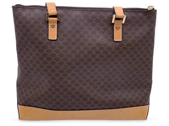 Céline Celine Vintage Stoff Tote Bag Macadam Braun - Ansicht 3