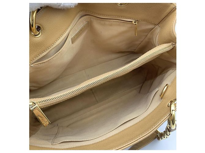 Timeless Chanel Leder Tote Bag Großes Einkaufen Braun Beige - Ansicht 6