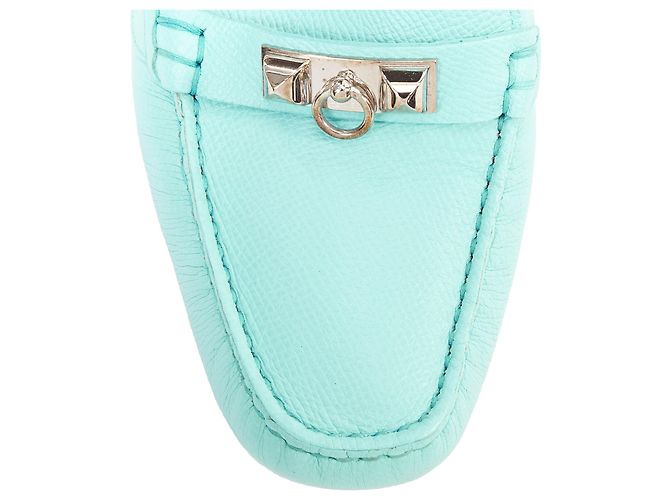 Mocassini da guida in pelle ciano con borchie Hermès Blu - vista 6