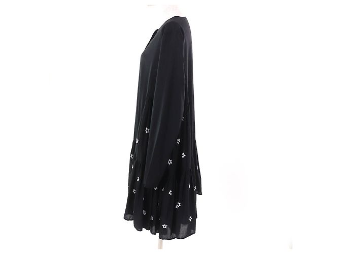 Autre Marque Merlette Blumenperlenkleid Schwarz - Ansicht 2