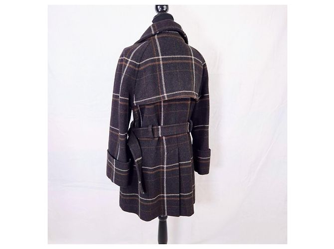 Weekend Max Mara Abrigo marrón de cuadros tartan Max Mara Castaño Gris - vista 2
