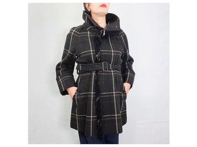 Weekend Max Mara Abrigo marrón de cuadros tartan Max Mara Castaño Gris - vista 4