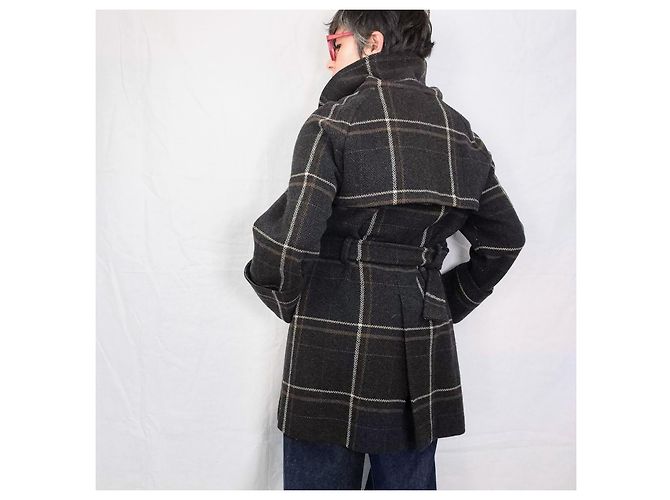 Weekend Max Mara Abrigo marrón de cuadros tartan Max Mara Castaño Gris - vista 6