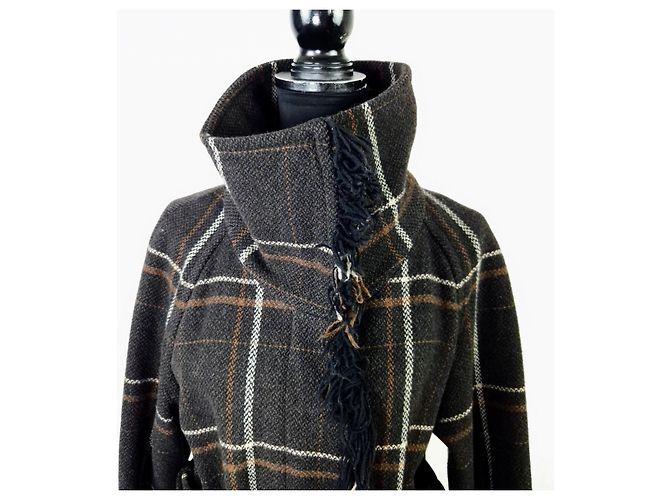 Weekend Max Mara Abrigo marrón de cuadros tartan Max Mara Castaño Gris - vista 7