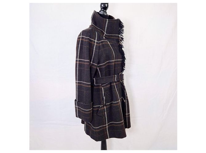 Weekend Max Mara Abrigo marrón de cuadros tartan Max Mara Castaño Gris - vista 8