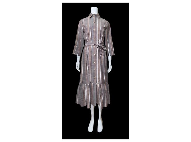 Autre Marque Britt Sisseck Gestreiftes Leinenkleid Mehrfarben - Ansicht 2