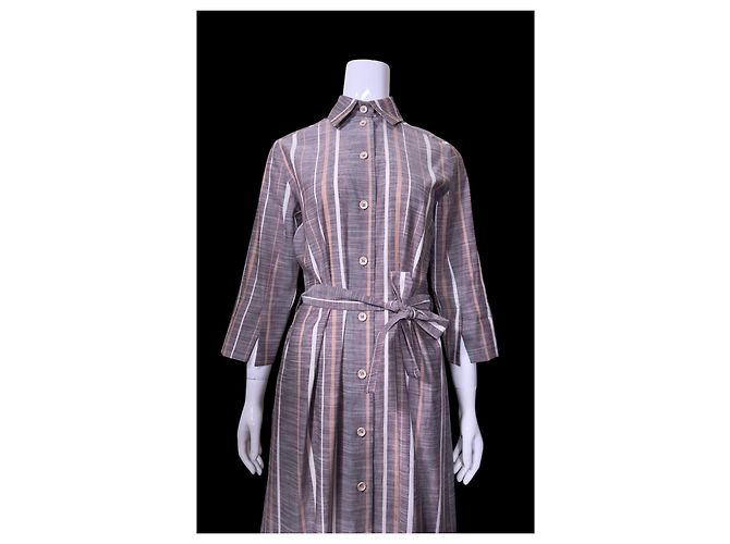 Autre Marque Britt Sisseck Gestreiftes Leinenkleid Mehrfarben - Ansicht 3