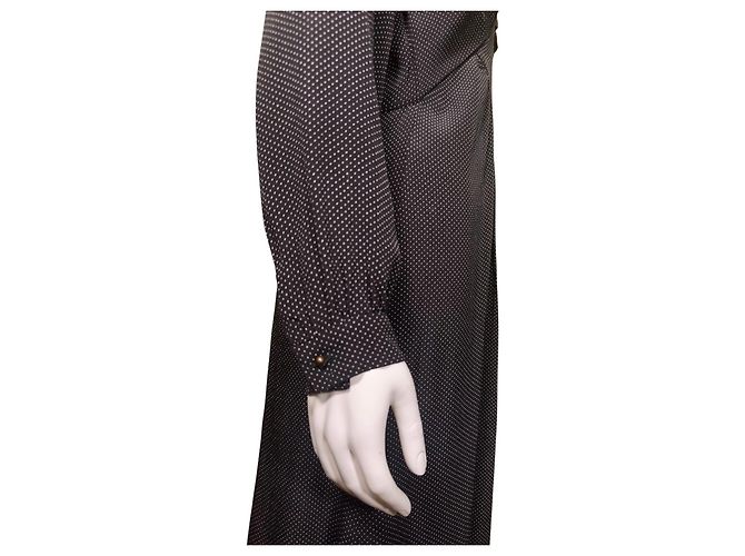 Rouje Schwarzes Polka Dot Langarmkleid mit V Ausschnitt - Ansicht 4